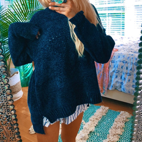 Sweaters - stargazer lunar indigo blue chenille velvety swtr